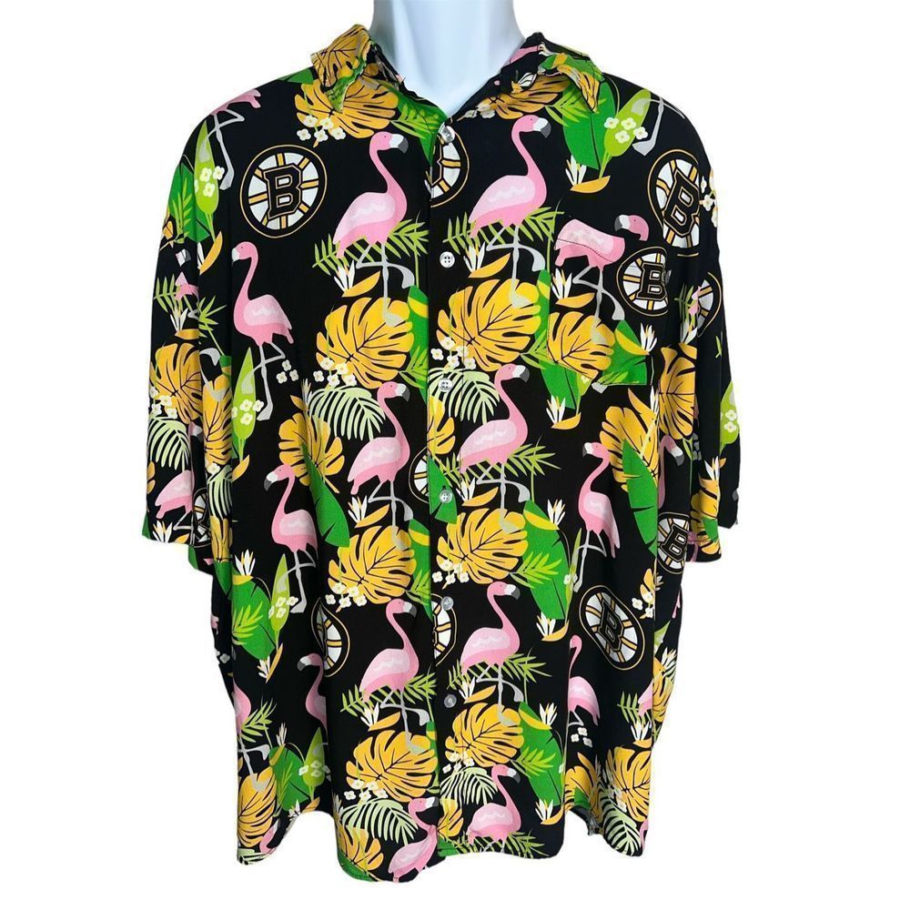 Bruins NHL Hawaiian Flamingo Shirt SZ 2XL - Picture 1 of 4